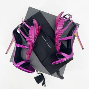 Giuseppe Zanotti Metallic Fuchsia Cruel 2.0 Alien Wing Stiletto Heel Sandal 37.5